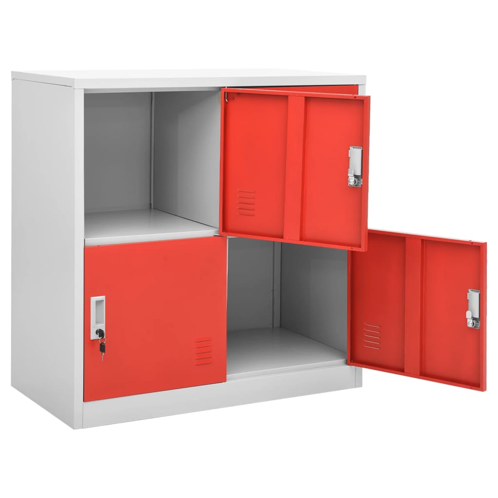 Locker Cabinet Light Grey and Red 90x45x92.5 cm Steel