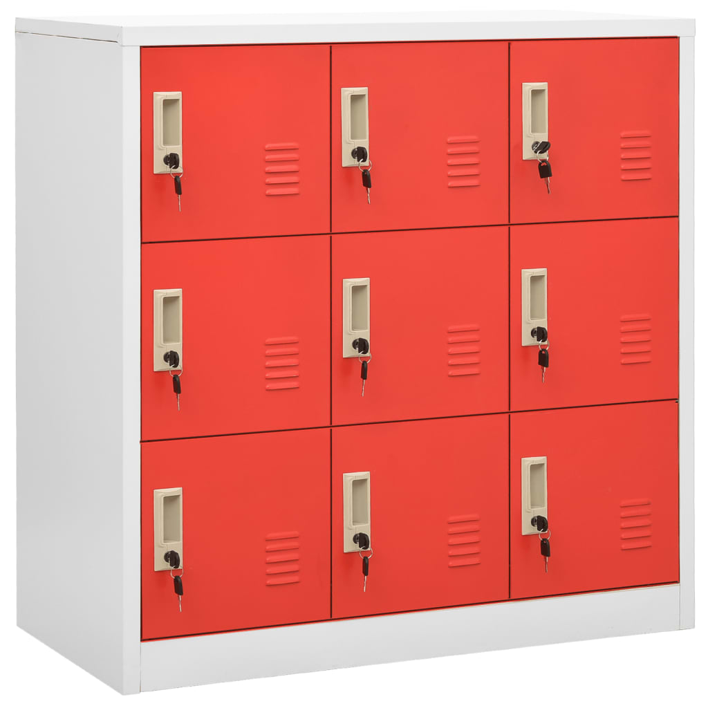 Locker Cabinet Light Grey and Red 90x45x92.5 cm Steel