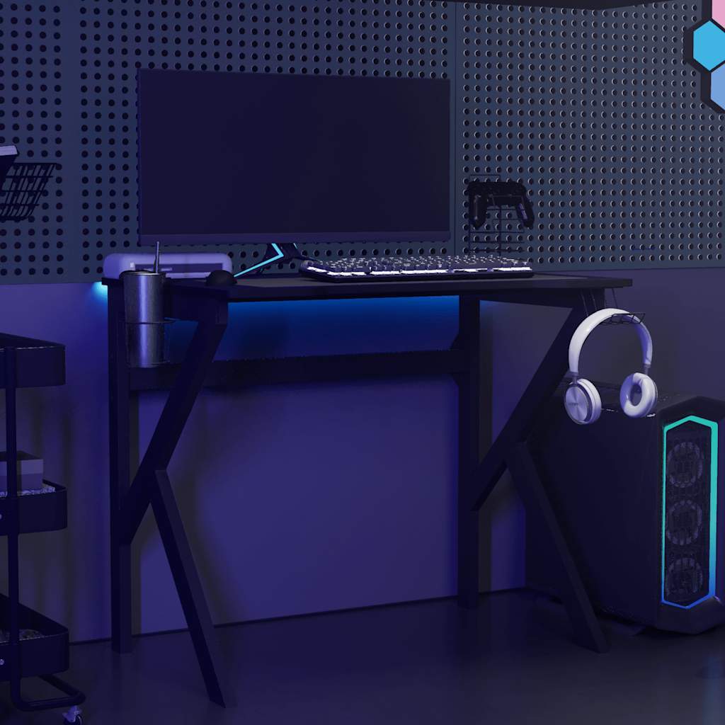 Gaming Desk with K Shape Legs Black 90x60x75 cm