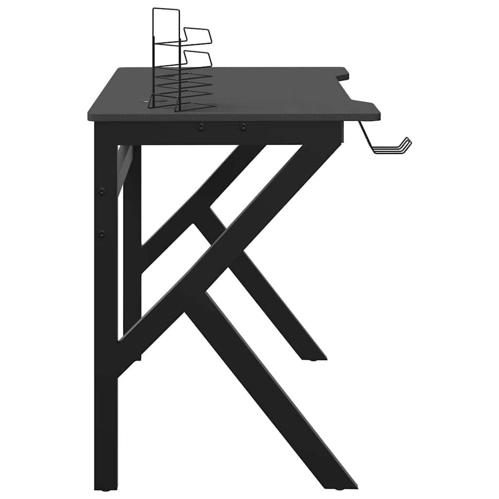 Gaming Desk with K Shape Legs Black 90x60x75 cm