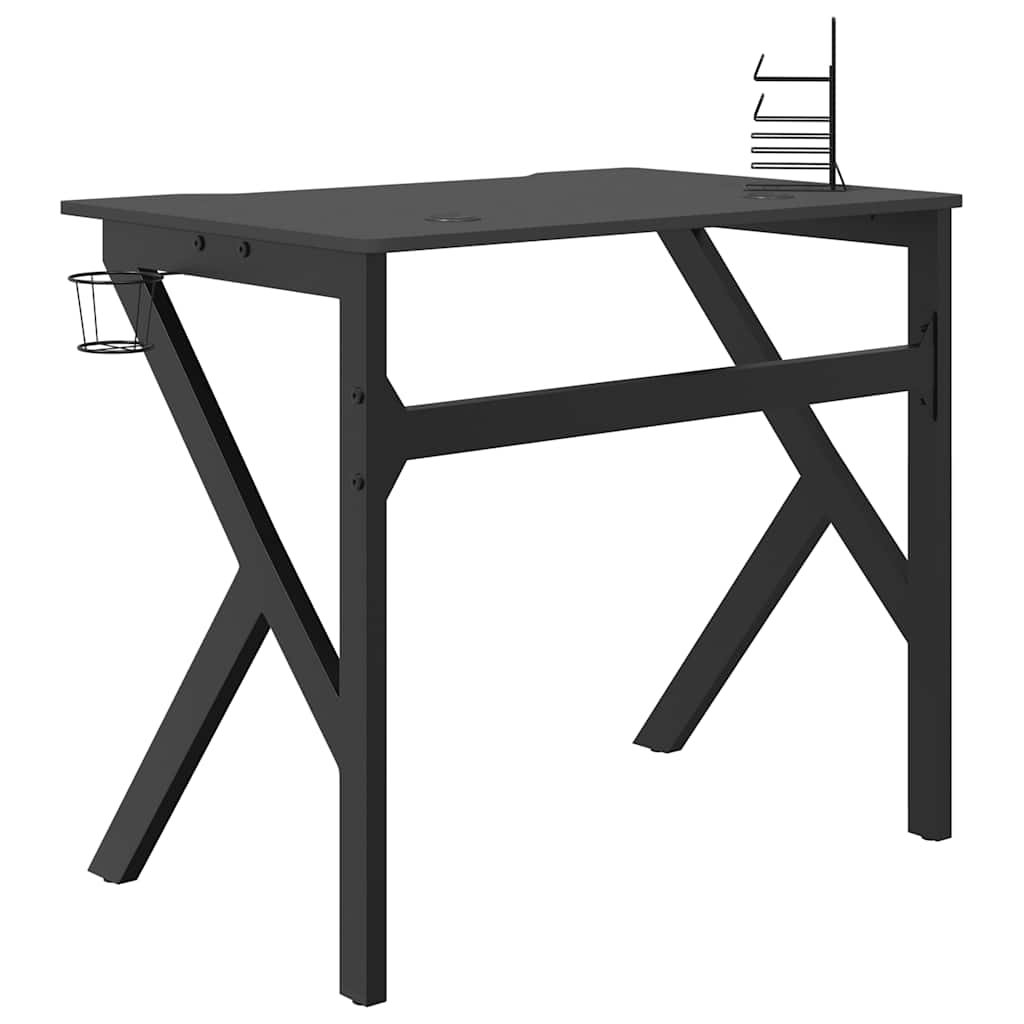 Gaming Desk with K Shape Legs Black 90x60x75 cm