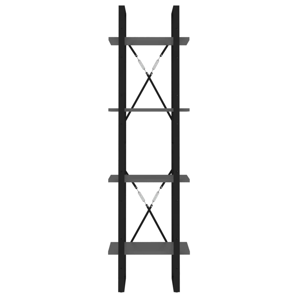 4-Tier Book Cabinet Grey 40x30x140 cm Engineered Wood