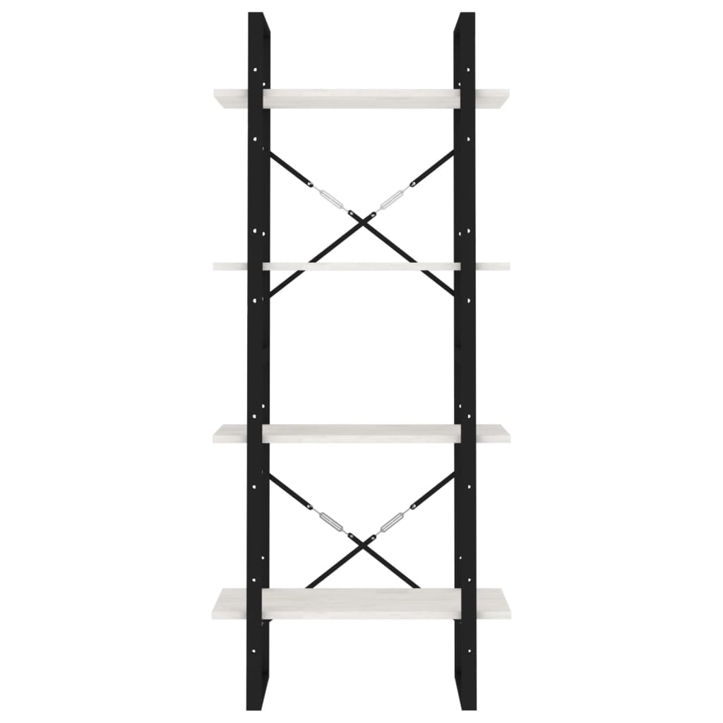 4-Tier Book Cabinet White 60x30x140 cm Solid Pine Wood