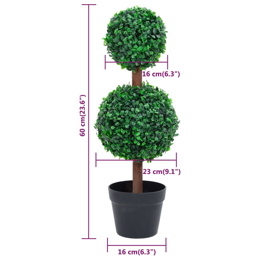 Artificial Boxwood Plant with Pot Ball Shaped Green 60 cm