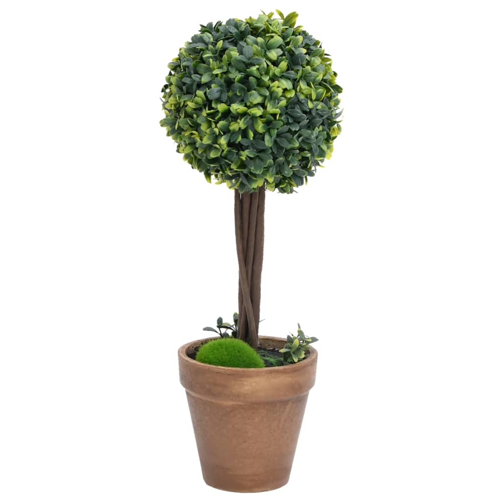 Artificial Boxwood Plants 2 pcs with Pots Ball Shaped Green 41 cm