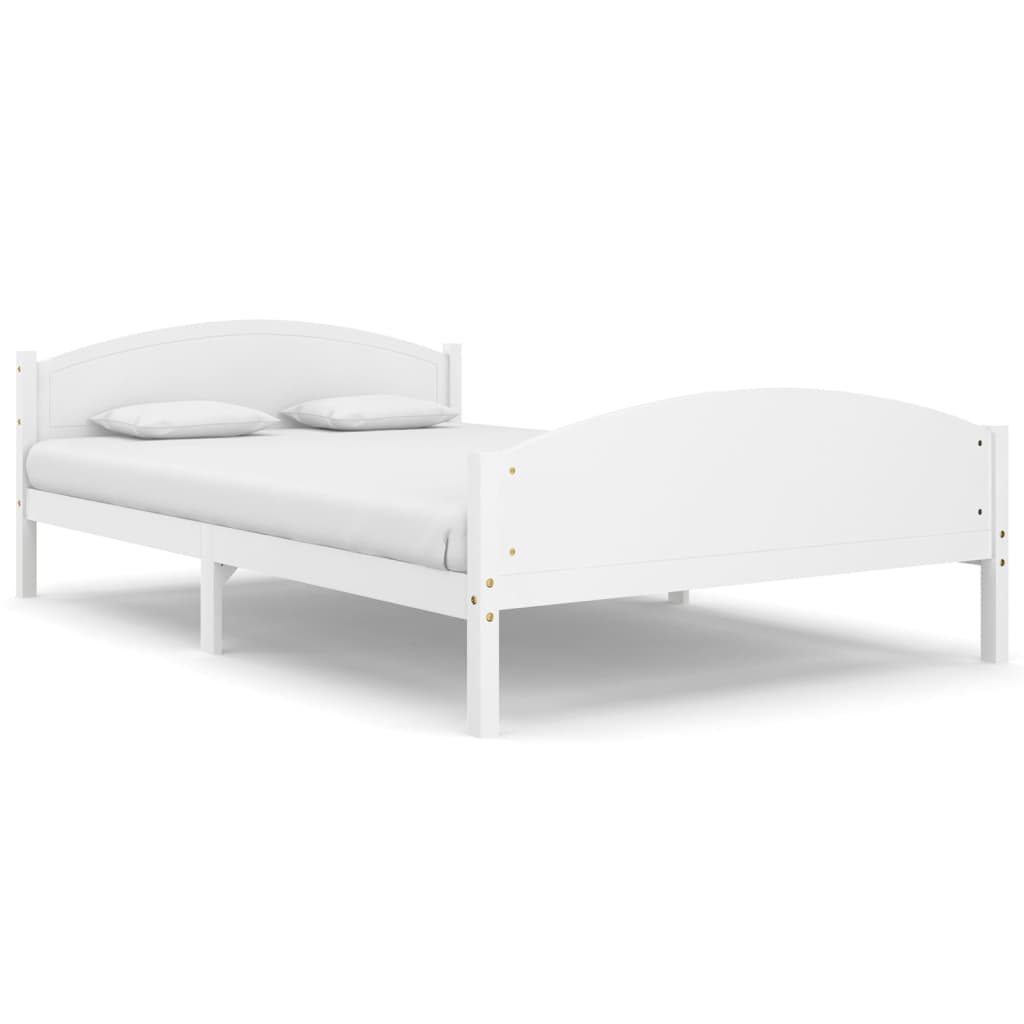 Bed Frame without Mattress White Solid Pine Wood 140x200cm