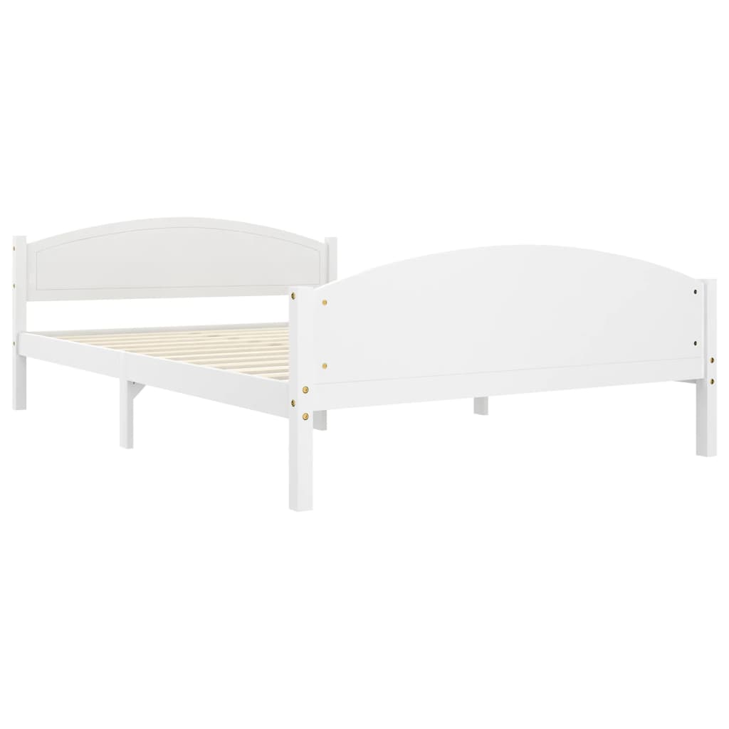 Bed Frame without Mattress White Solid Pine Wood 140x200cm