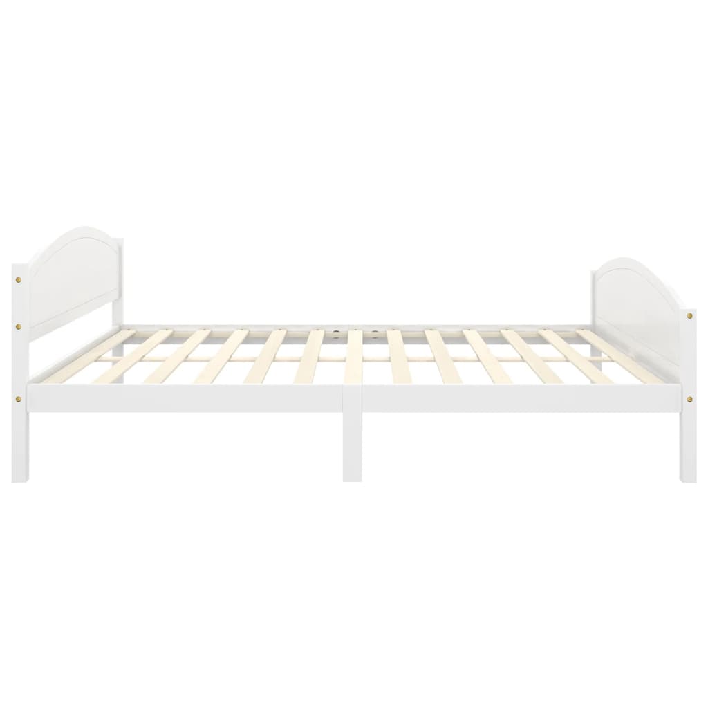 Bed Frame without Mattress White Solid Pine Wood 140x200cm
