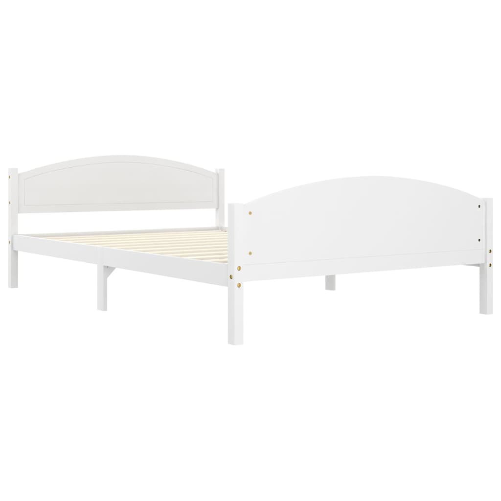 Bed Frame without Mattress White Solid Pine Wood 160x200cm