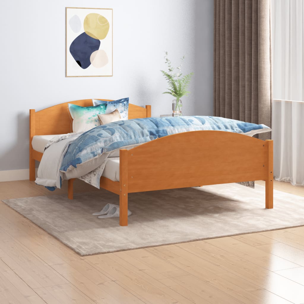 Bed Frame without Mattress Honey Brown Solid Pine Wood 120x200cm
