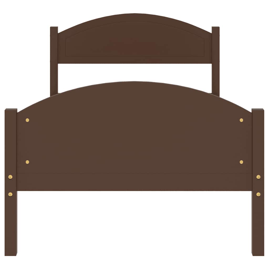 Bed Frame without Mattress Dark Brown Solid Pine Wood 100x200cm