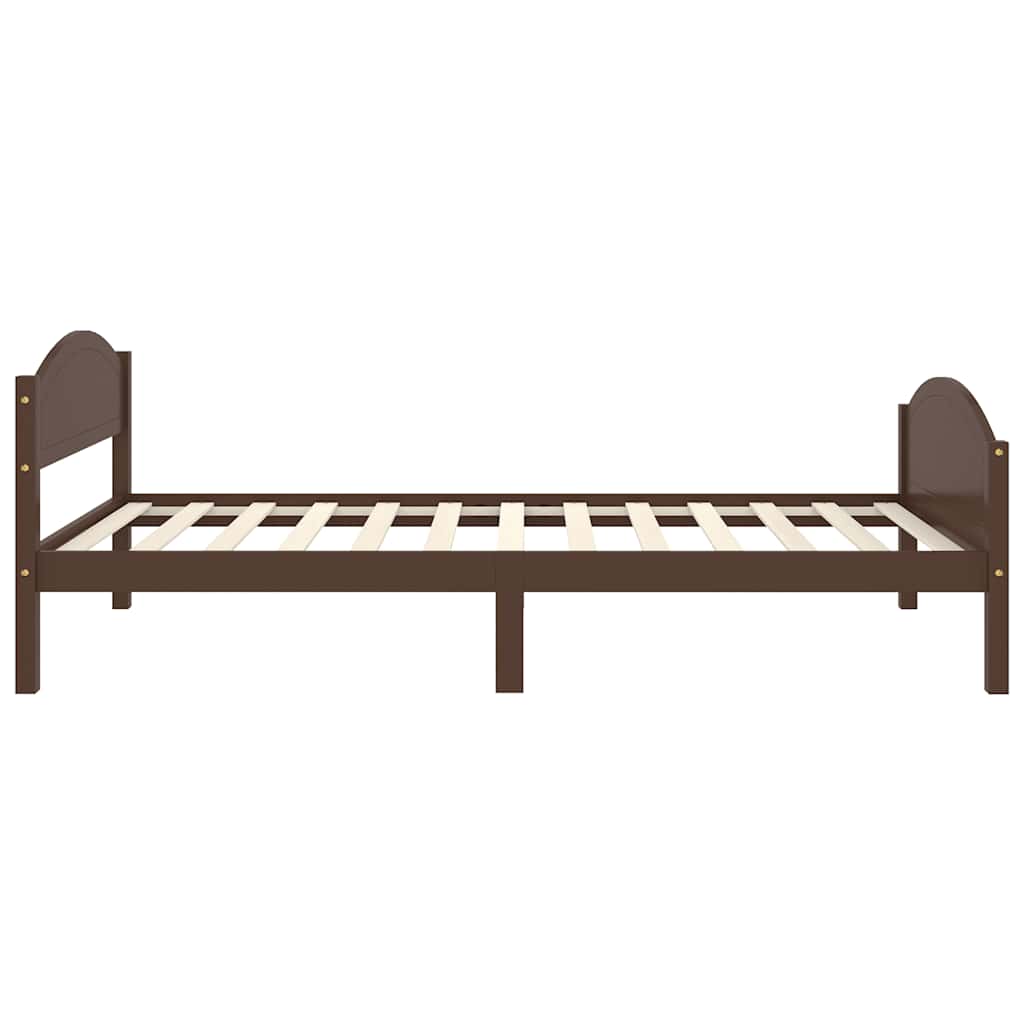 Bed Frame without Mattress Dark Brown Solid Pine Wood 100x200cm