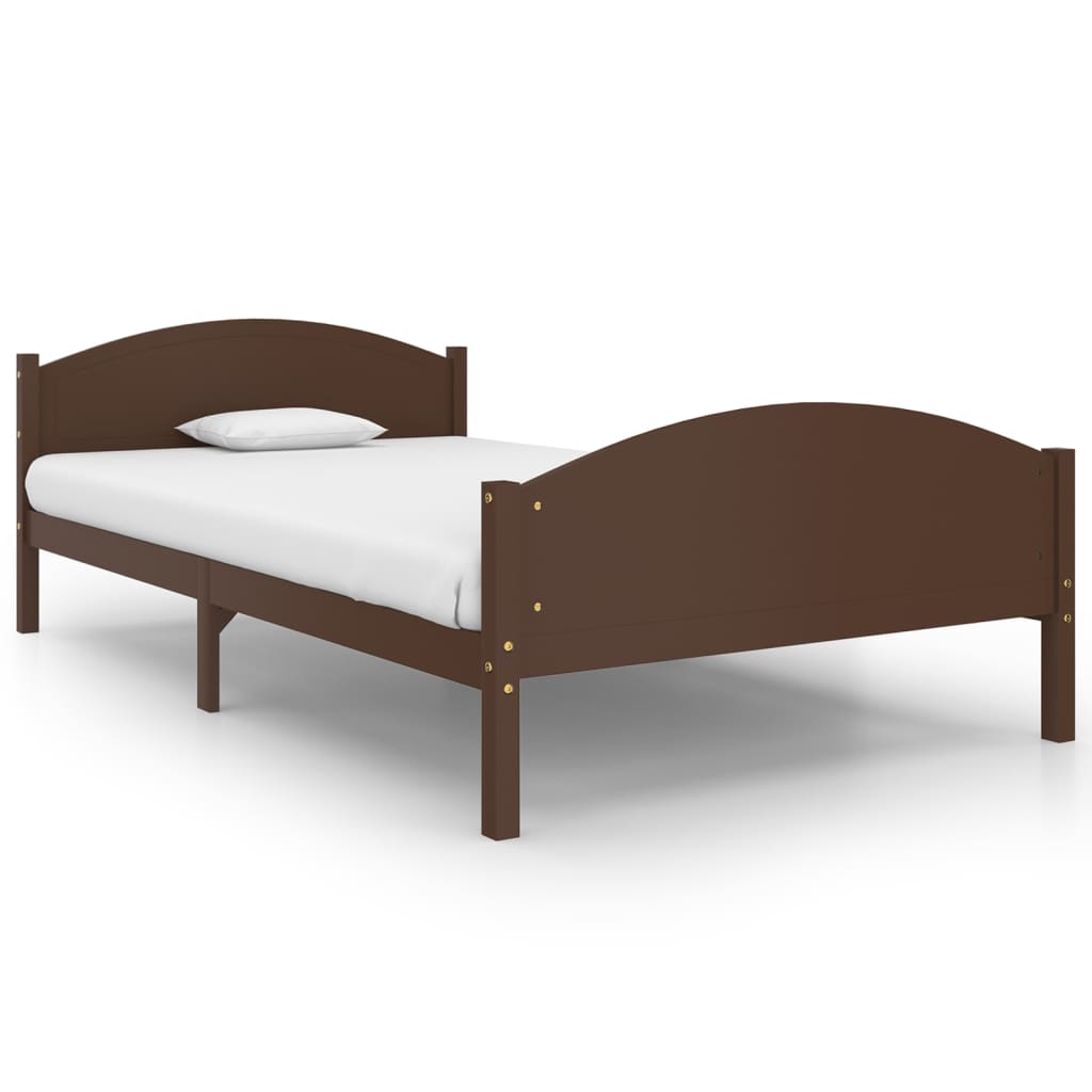 Bed Frame without Mattress Dark Brown Solid Pine Wood 120x200cm