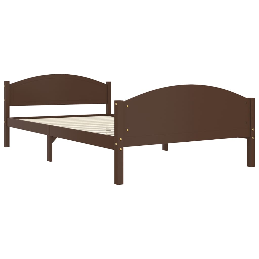 Bed Frame without Mattress Dark Brown Solid Pine Wood 120x200cm