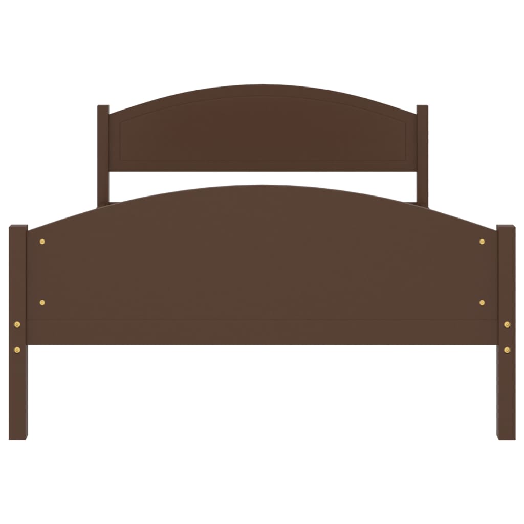 Bed Frame without Mattress Dark Brown Solid Pine Wood 120x200cm