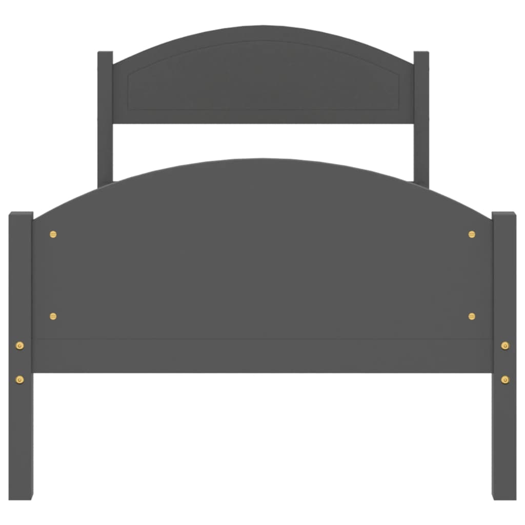 Bed Frame without Mattress Dark Grey Solid Pine Wood 100x200cm