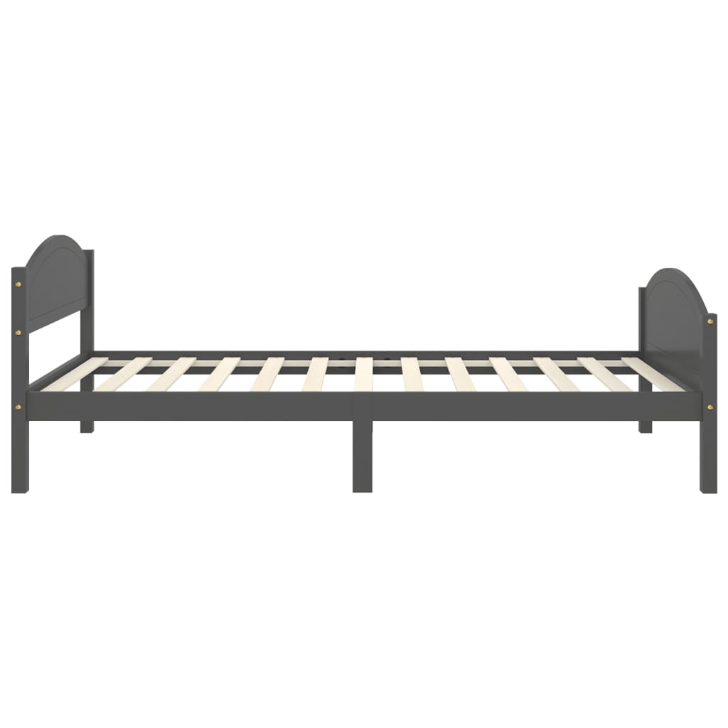 Bed Frame without Mattress Dark Grey Solid Pine Wood 100x200cm
