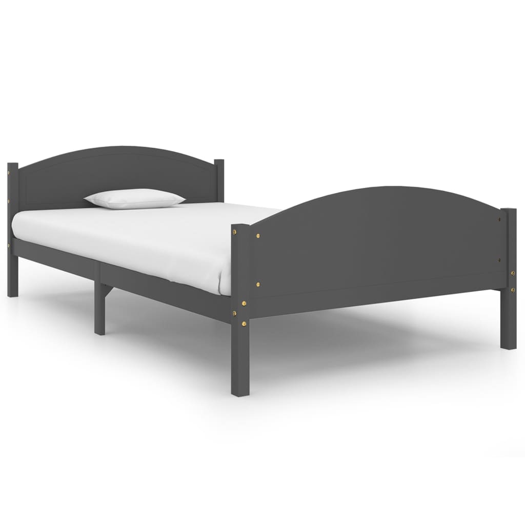 Bed Frame without Mattress Dark Grey Solid Pine Wood 120x200cm