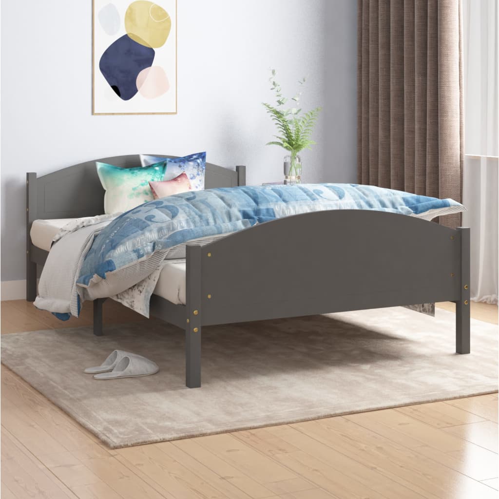 Bed Frame without Mattress Dark Grey Solid Pine Wood 120x200cm