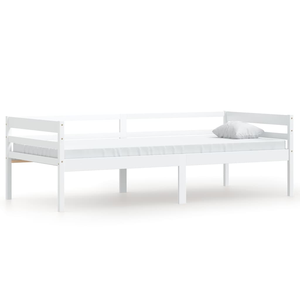 Bed Frame without Mattress White Solid Pinewood 90x200 cm