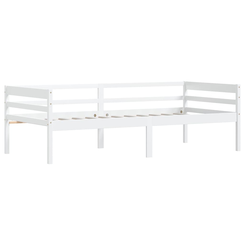 Bed Frame without Mattress White Solid Pinewood 90x200 cm
