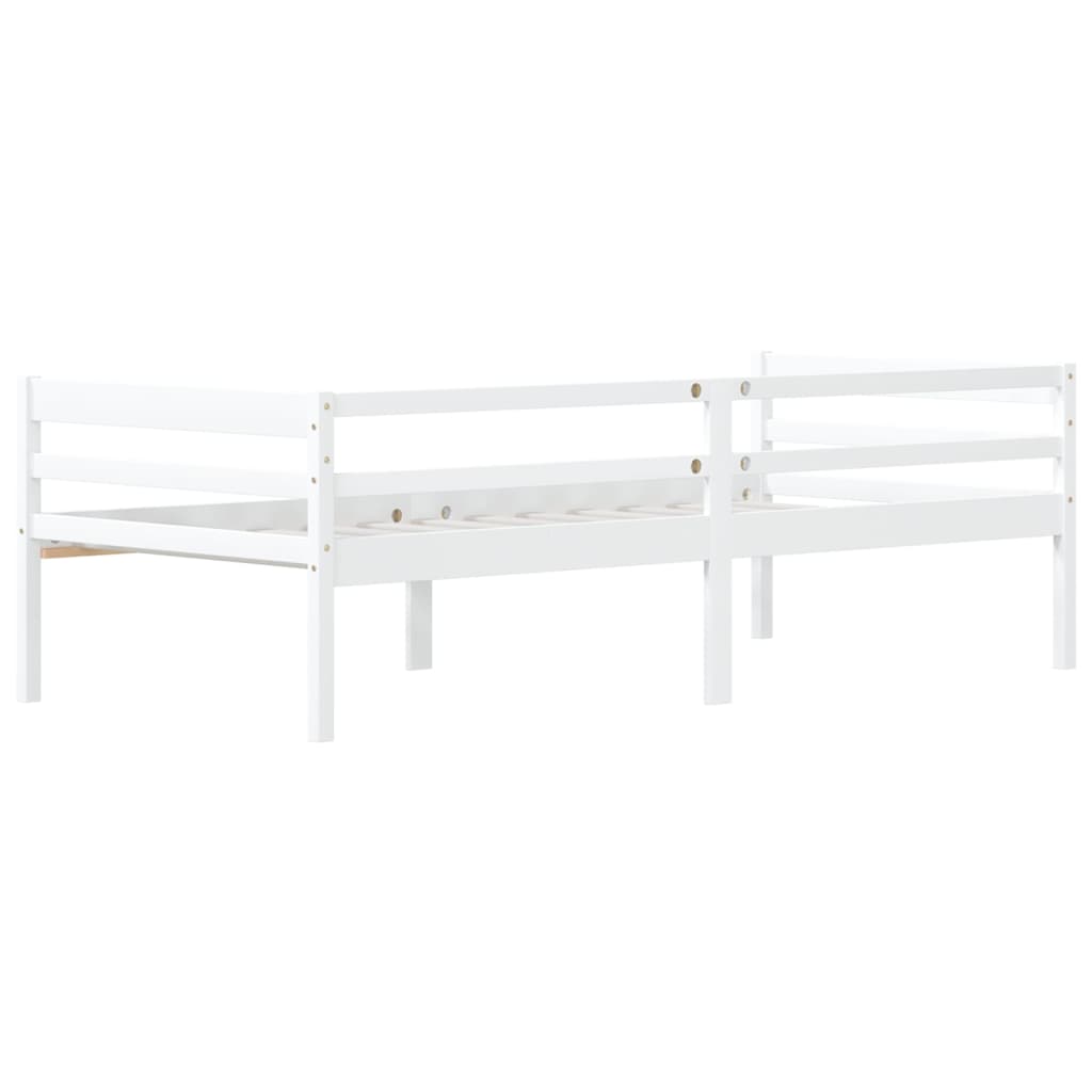 Bed Frame without Mattress White Solid Pinewood 90x200 cm