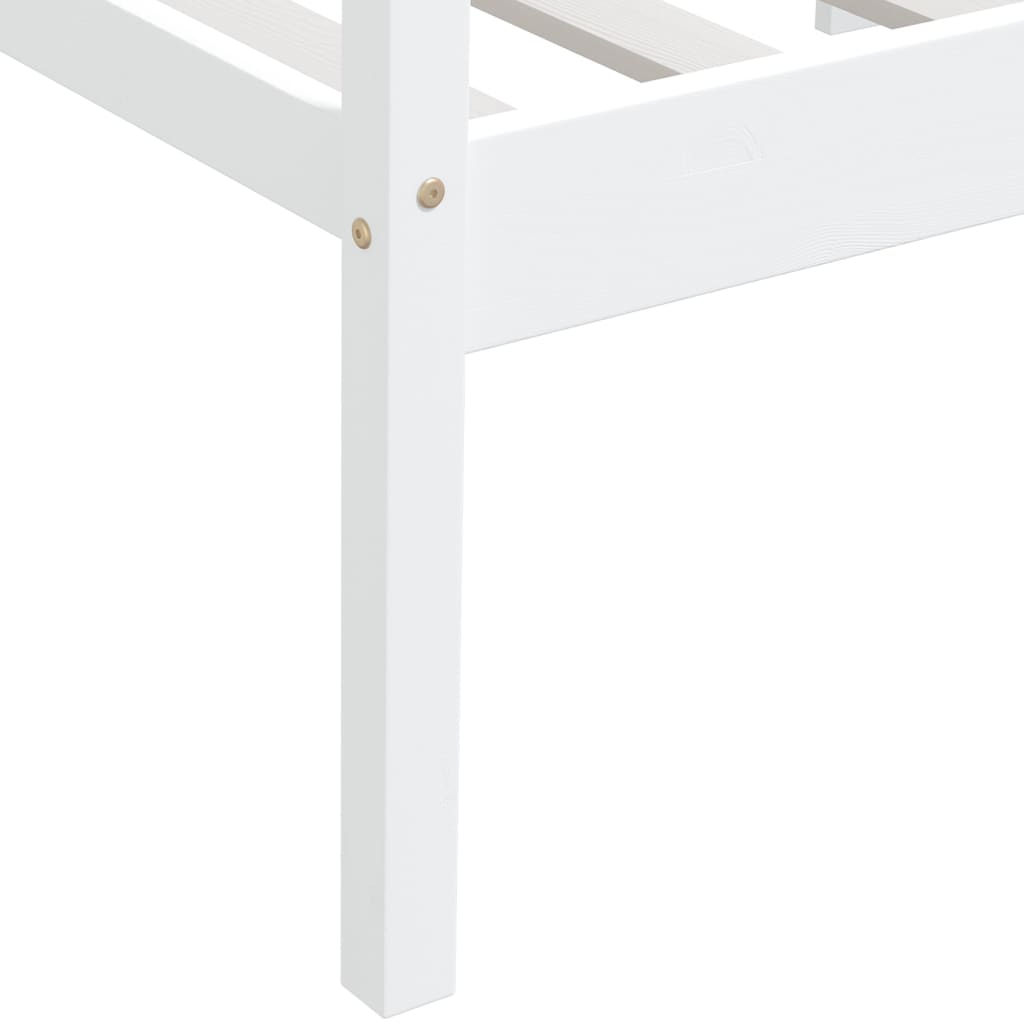Bed Frame without Mattress White Solid Pinewood 90x200 cm