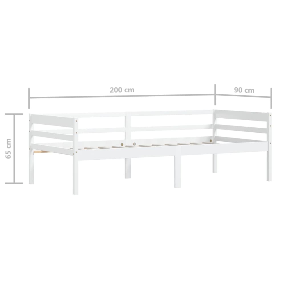 Bed Frame without Mattress White Solid Pinewood 90x200 cm