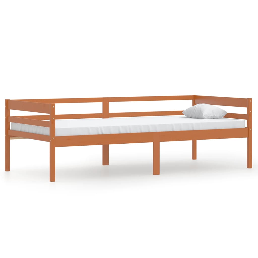 Bed Frame without Mattress Honey Brown Solid Pinewood 90x200 cm