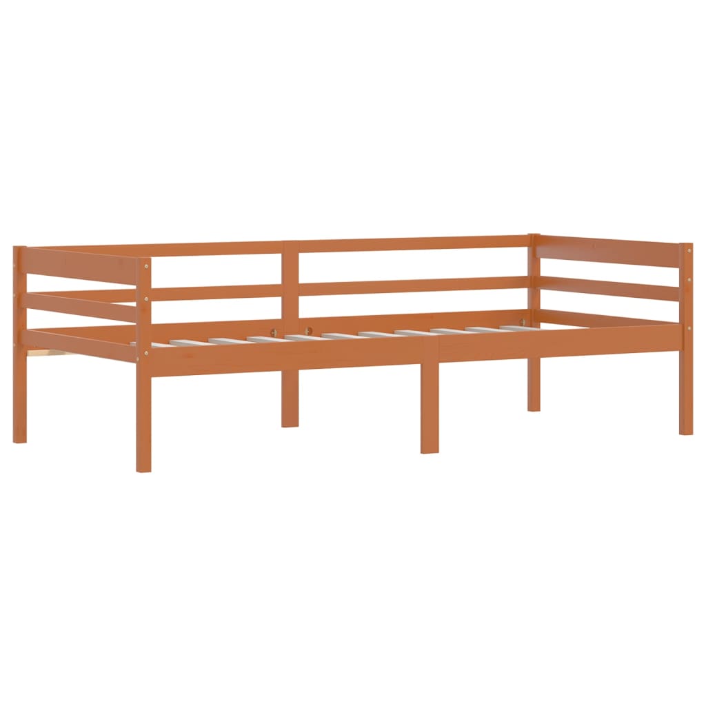 Bed Frame without Mattress Honey Brown Solid Pinewood 90x200 cm
