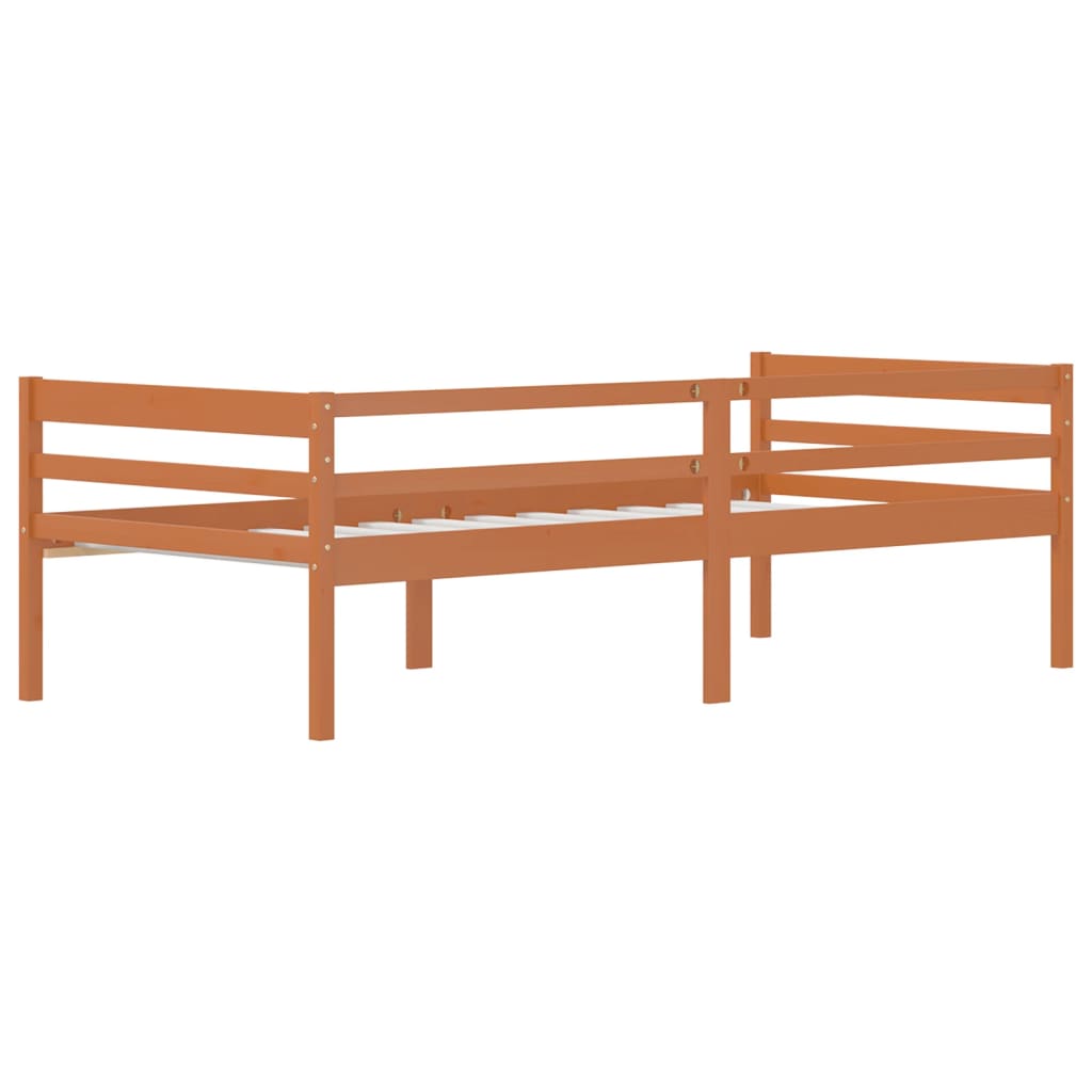 Bed Frame without Mattress Honey Brown Solid Pinewood 90x200 cm