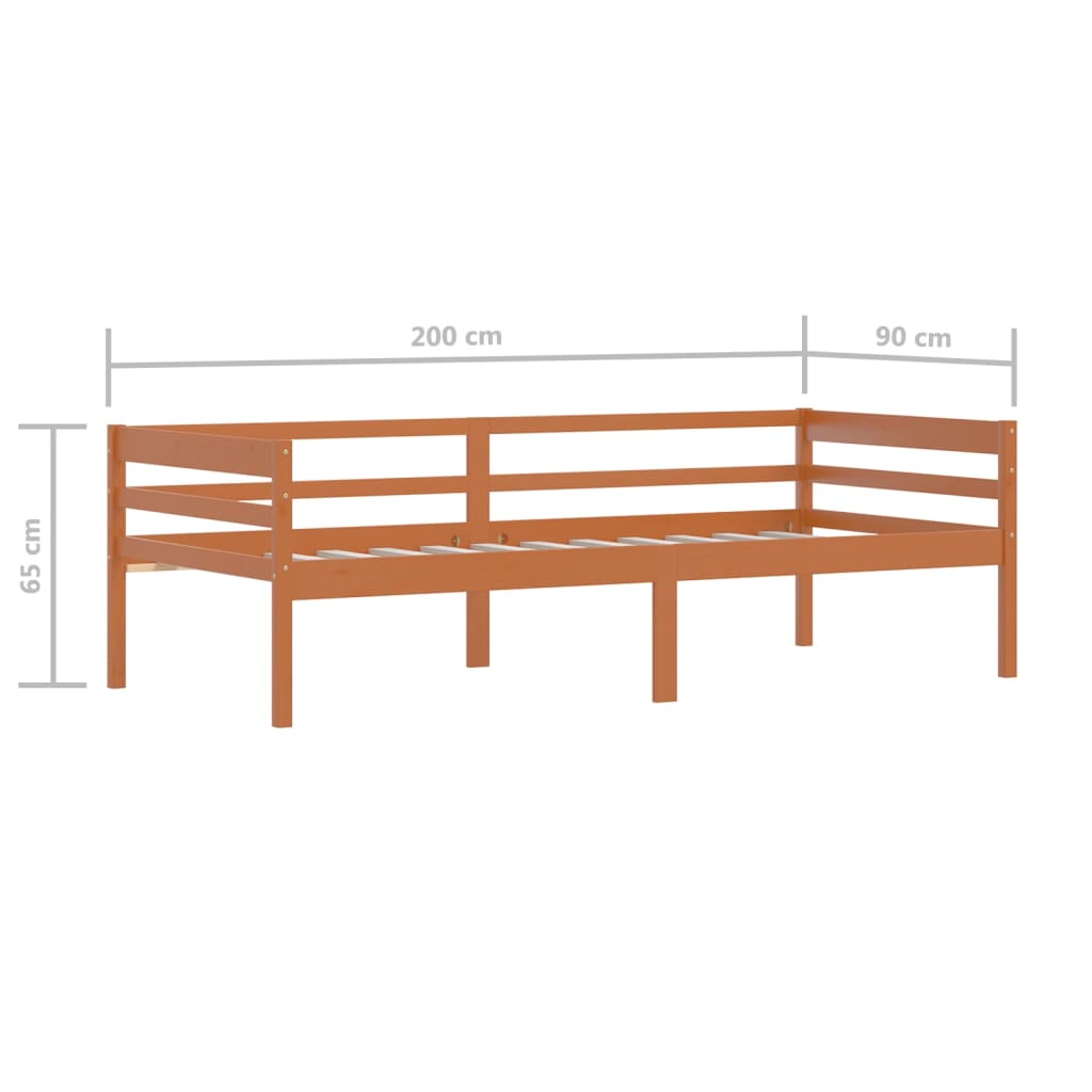 Bed Frame without Mattress Honey Brown Solid Pinewood 90x200 cm
