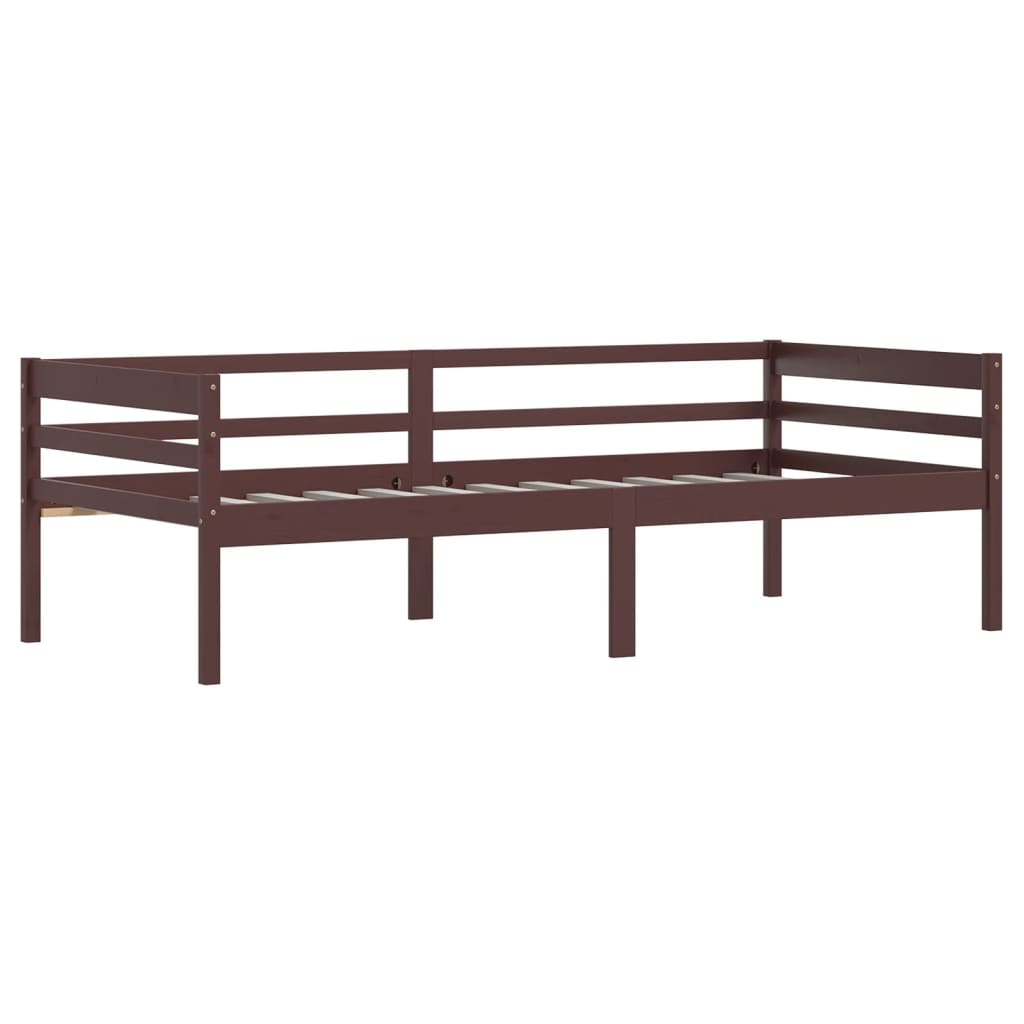 Bed Frame without Mattress Dark Brown Solid Pinewood 90x200 cm