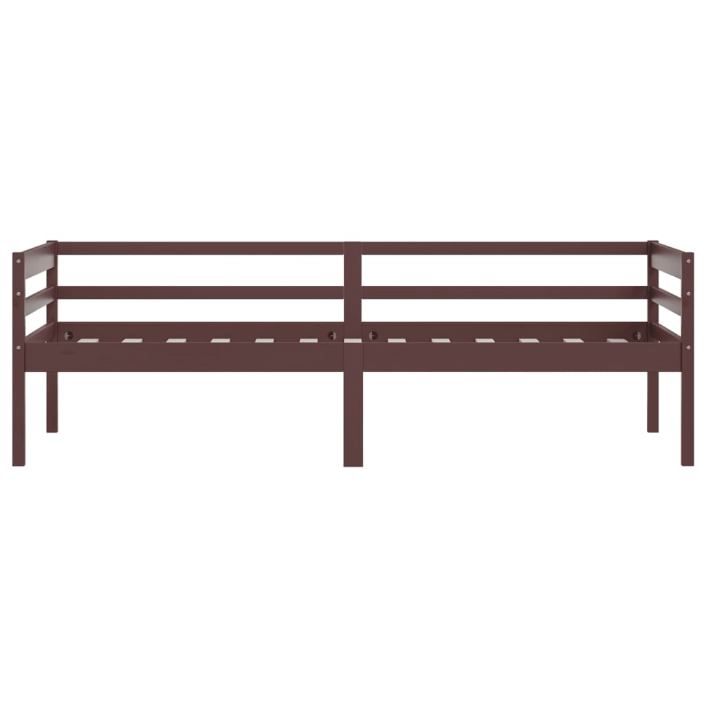 Bed Frame without Mattress Dark Brown Solid Pinewood 90x200 cm