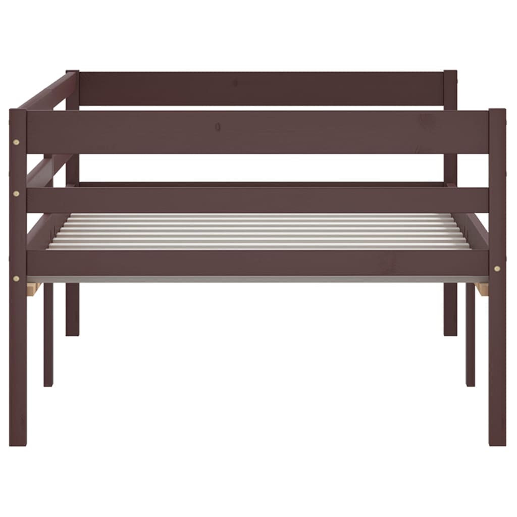 Bed Frame without Mattress Dark Brown Solid Pinewood 90x200 cm