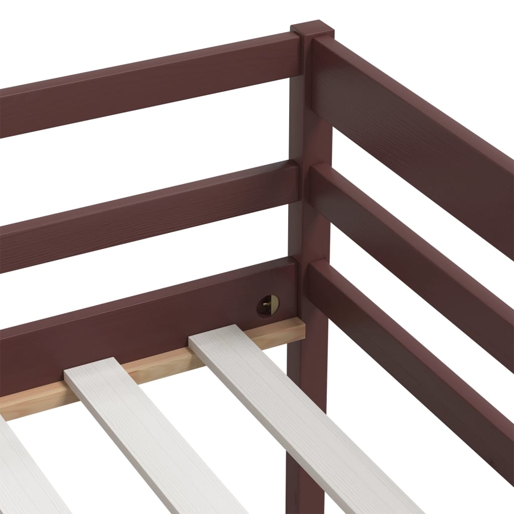 Bed Frame without Mattress Dark Brown Solid Pinewood 90x200 cm