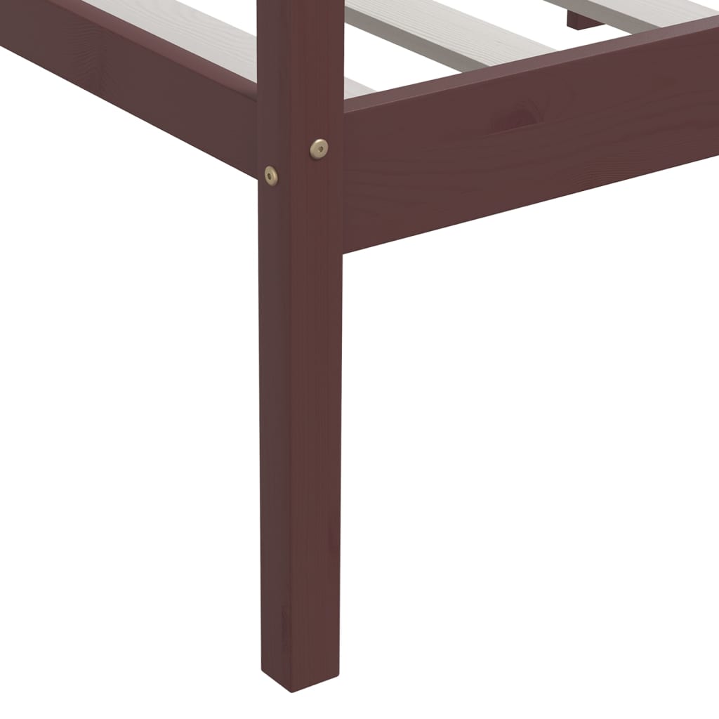 Bed Frame without Mattress Dark Brown Solid Pinewood 90x200 cm