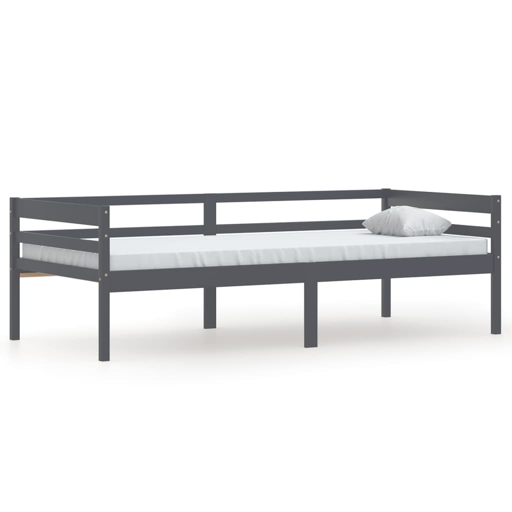 Bed Frame without Mattress Dark Grey Solid Pinewood 90x200 cm