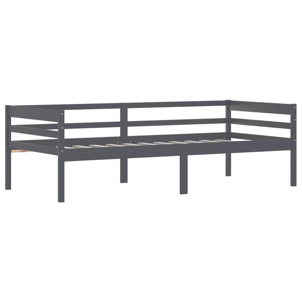 Bed Frame without Mattress Dark Grey Solid Pinewood 90x200 cm