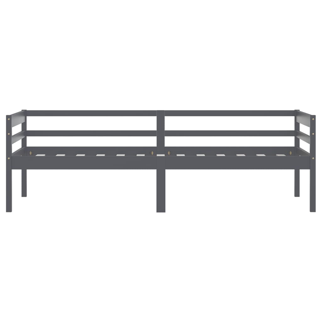 Bed Frame without Mattress Dark Grey Solid Pinewood 90x200 cm