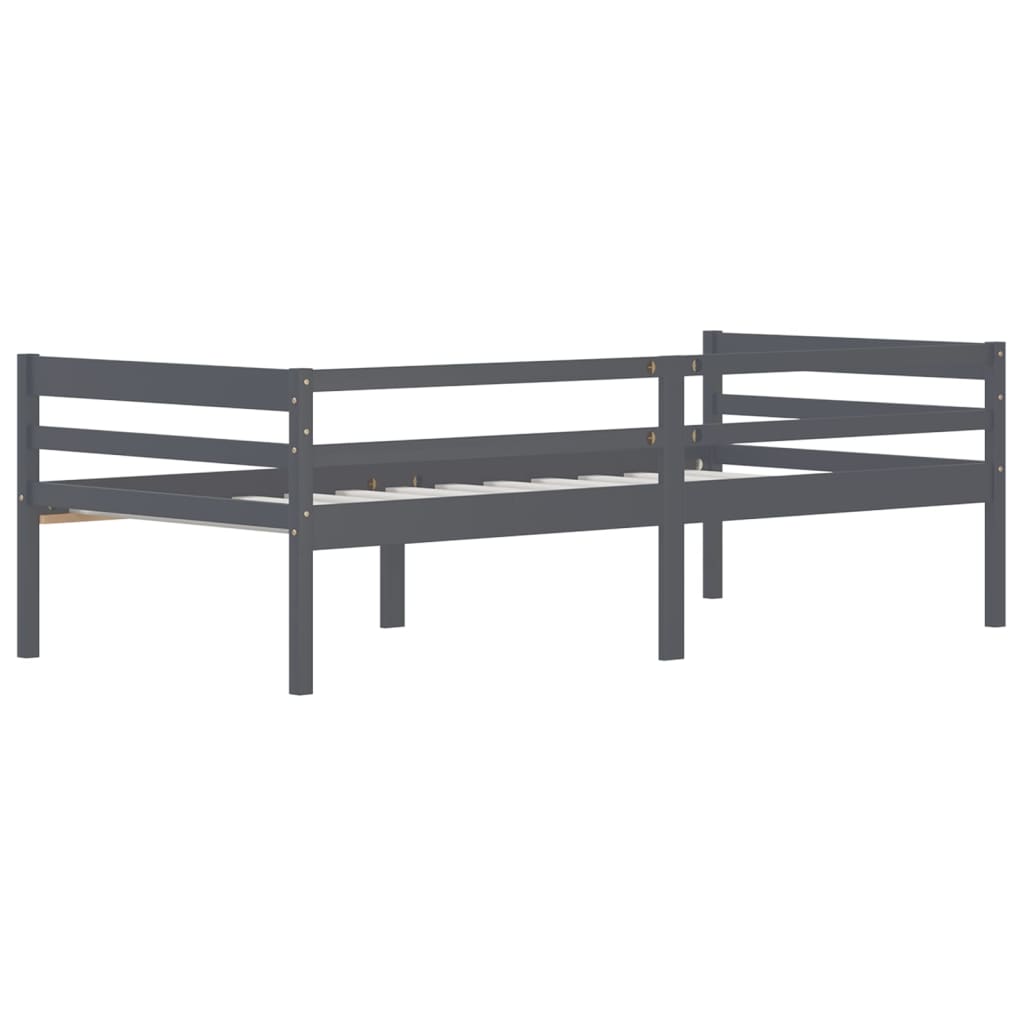 Bed Frame without Mattress Dark Grey Solid Pinewood 90x200 cm