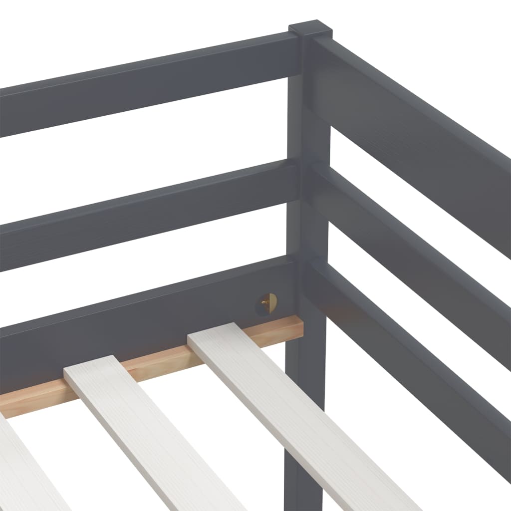 Bed Frame without Mattress Dark Grey Solid Pinewood 90x200 cm