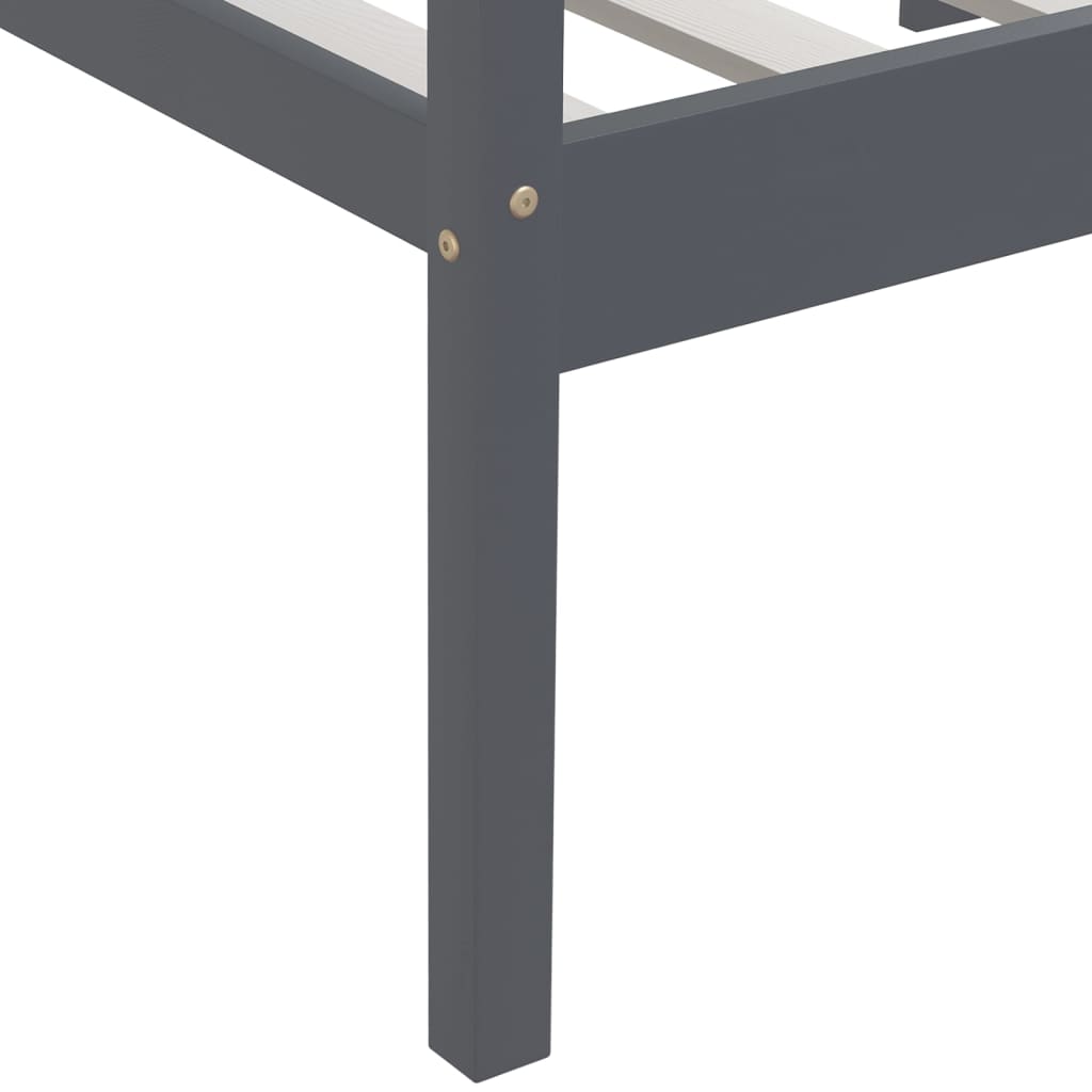 Bed Frame without Mattress Dark Grey Solid Pinewood 90x200 cm