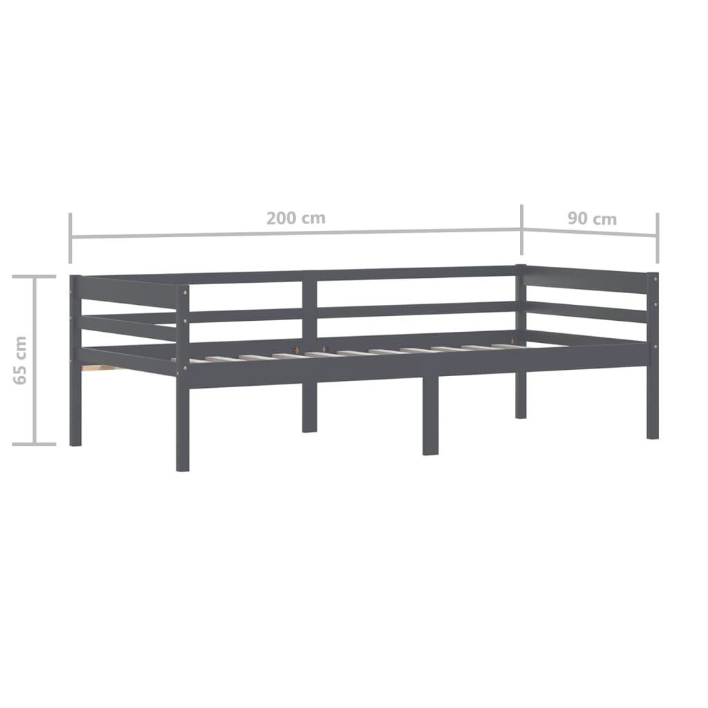 Bed Frame without Mattress Dark Grey Solid Pinewood 90x200 cm