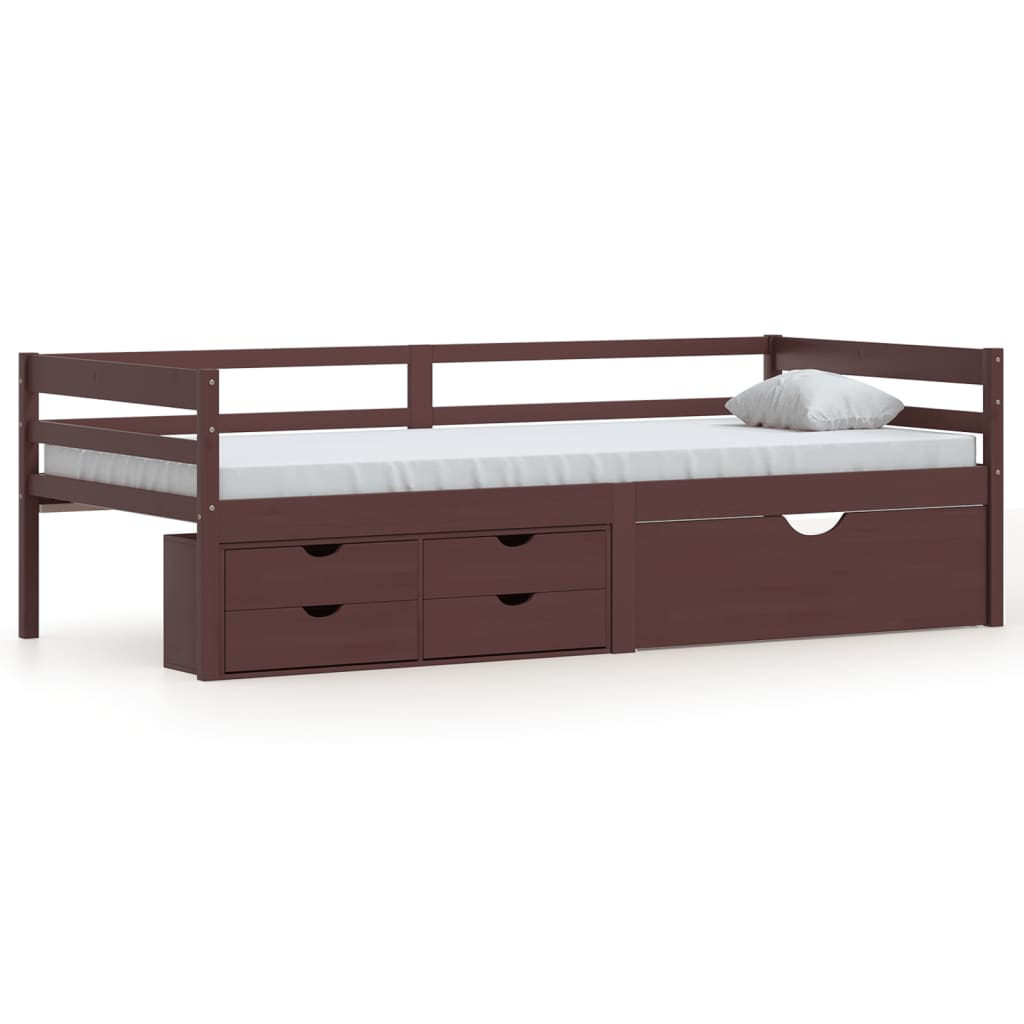 Bed Frame with Storage without Mattress Dark Brown 90x200 cm