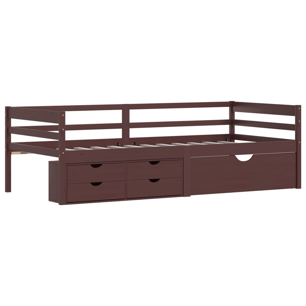 Bed Frame with Storage without Mattress Dark Brown 90x200 cm