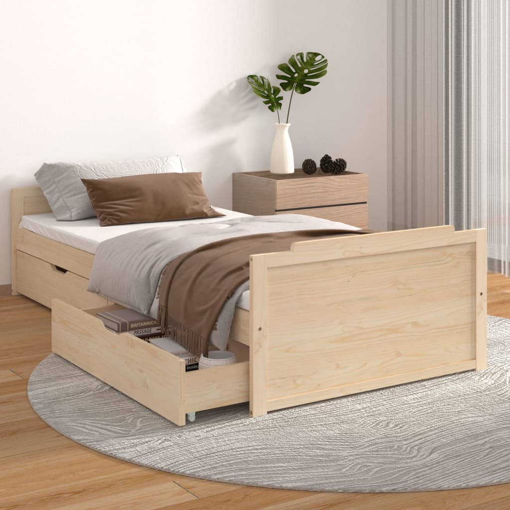 Bed Frame without Mattress Solid Wood Pine 90x200 cm