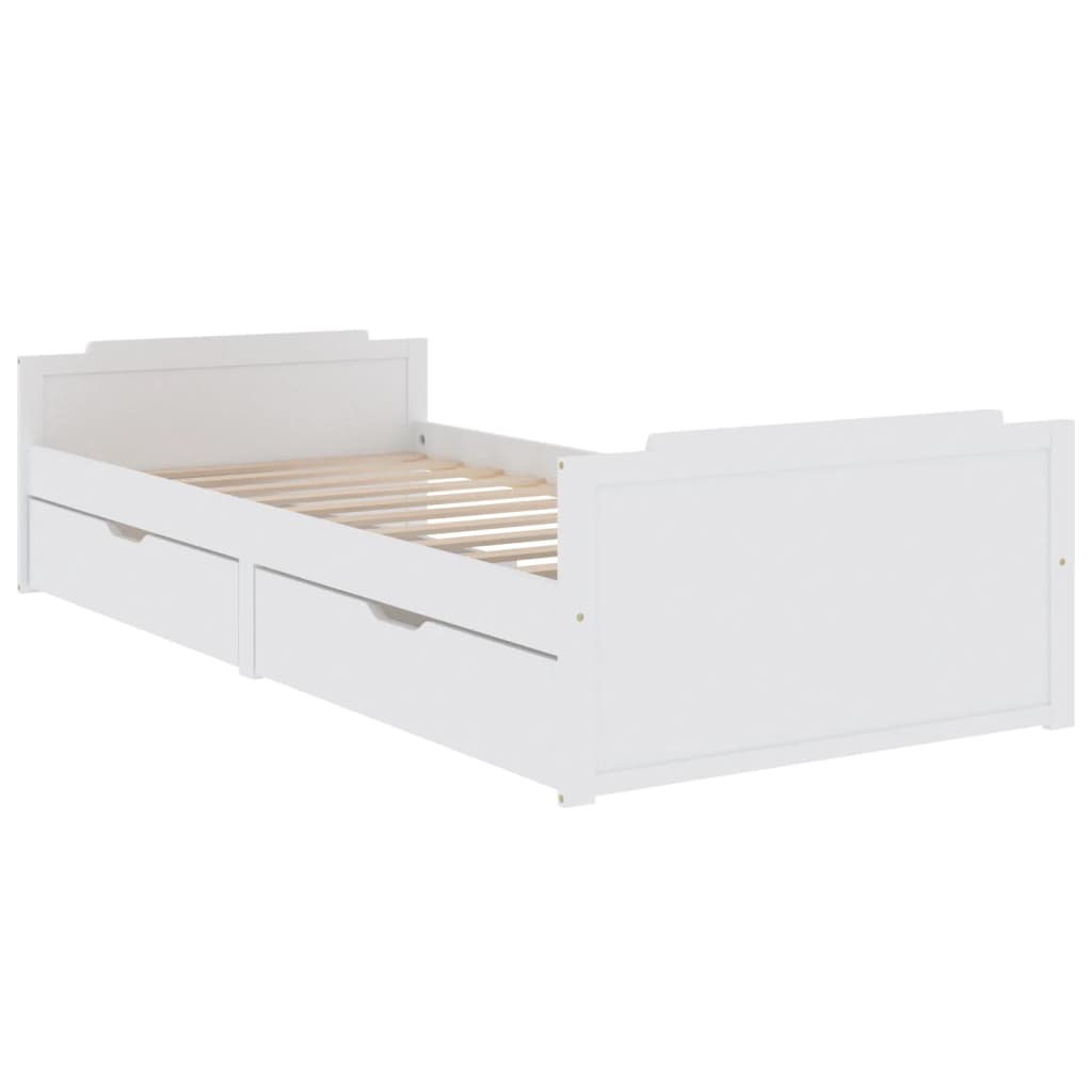 Bed Frame without Mattress White Solid Wood Pine 90x200 cm