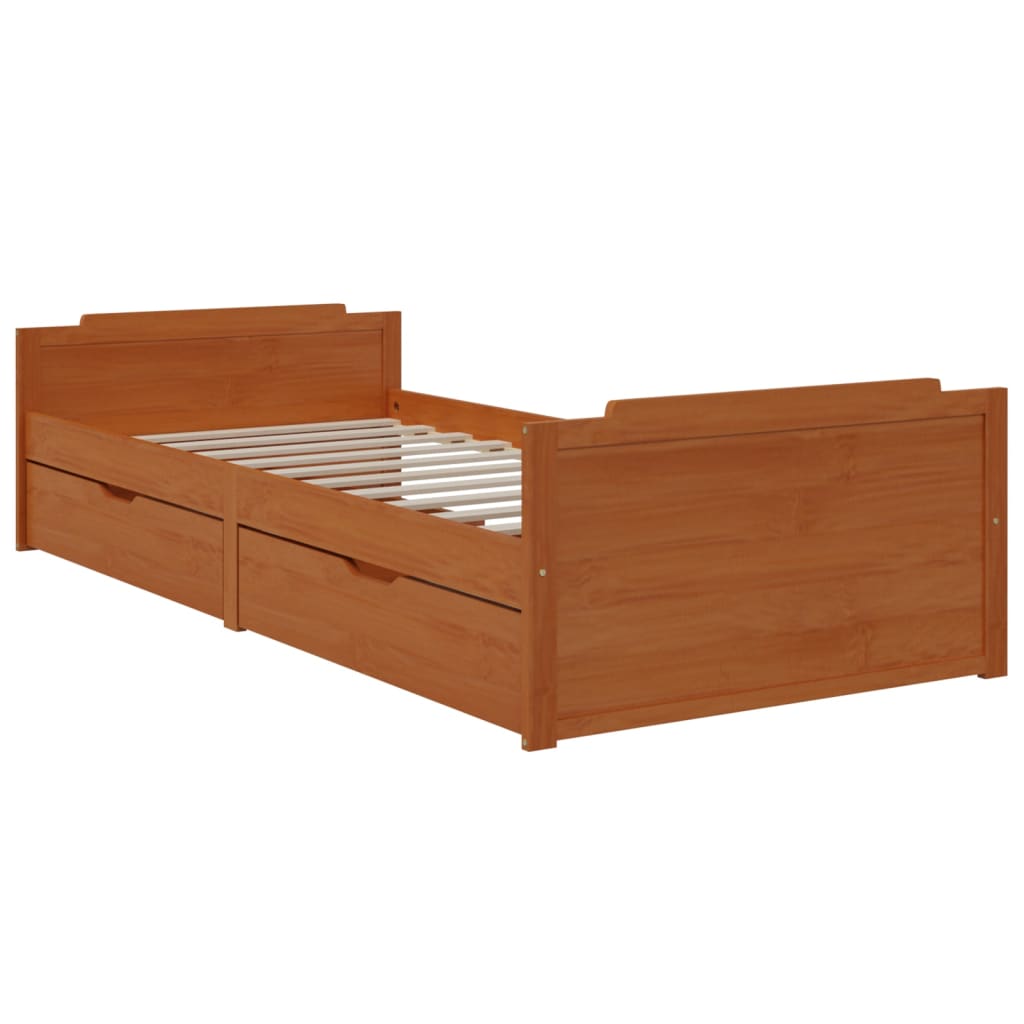 Bed Frame without Mattress Honey Brown Solid Wood Pine 90x200 cm