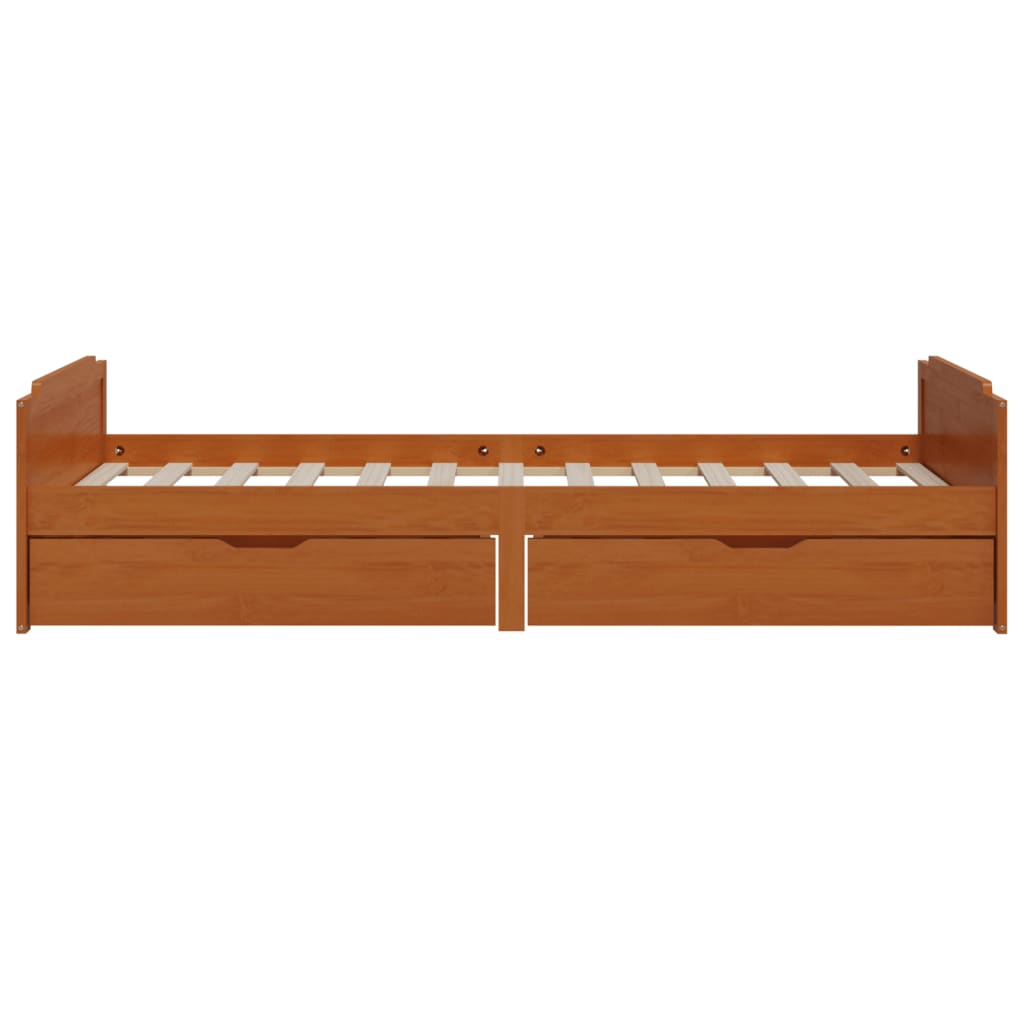 Bed Frame without Mattress Honey Brown Solid Wood Pine 90x200 cm